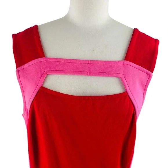 2.b Rych Vibrant Red and Pink Body Con Sleeveless Dress, Size 10 - Picture 4 of 9